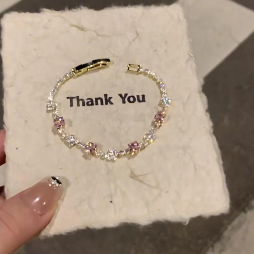 Electroplated Zircon Sun Love Bracelet Niche Sweet Versatile Bracelet Temperament Light Luxury High-end Jewelry Women