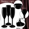 24 Pcs Champagne Flutes, 6 Oz Acrylic Toasting Glasses for Wedding, Bridal Shower, Birthday Party (Black)