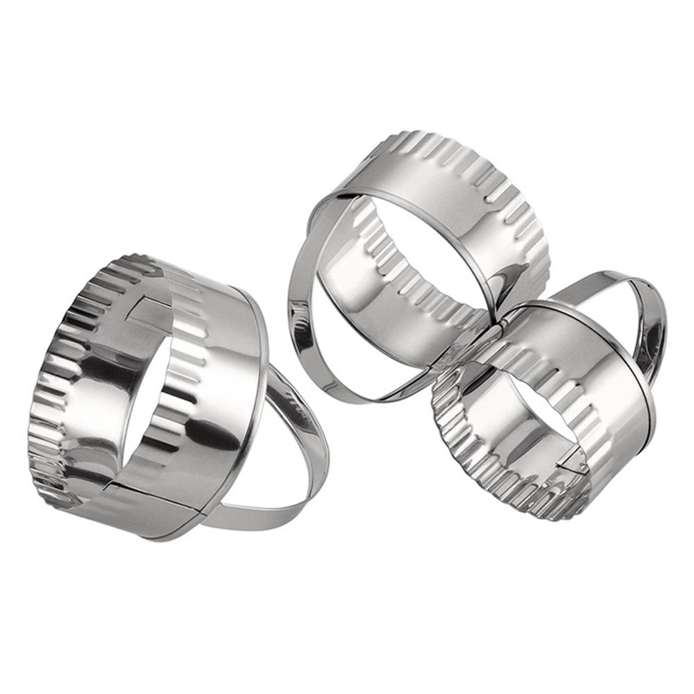 Nerezová ocel Nepřilnavá forma na sušenky Pečicí příslušenství Sada kulatých vykrajovátek na sušenky s rukojetí Kuchyňské nářadí 3 ks