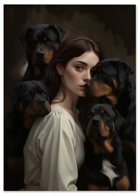 Canvas Painting Dogs Portrait Rottweiler