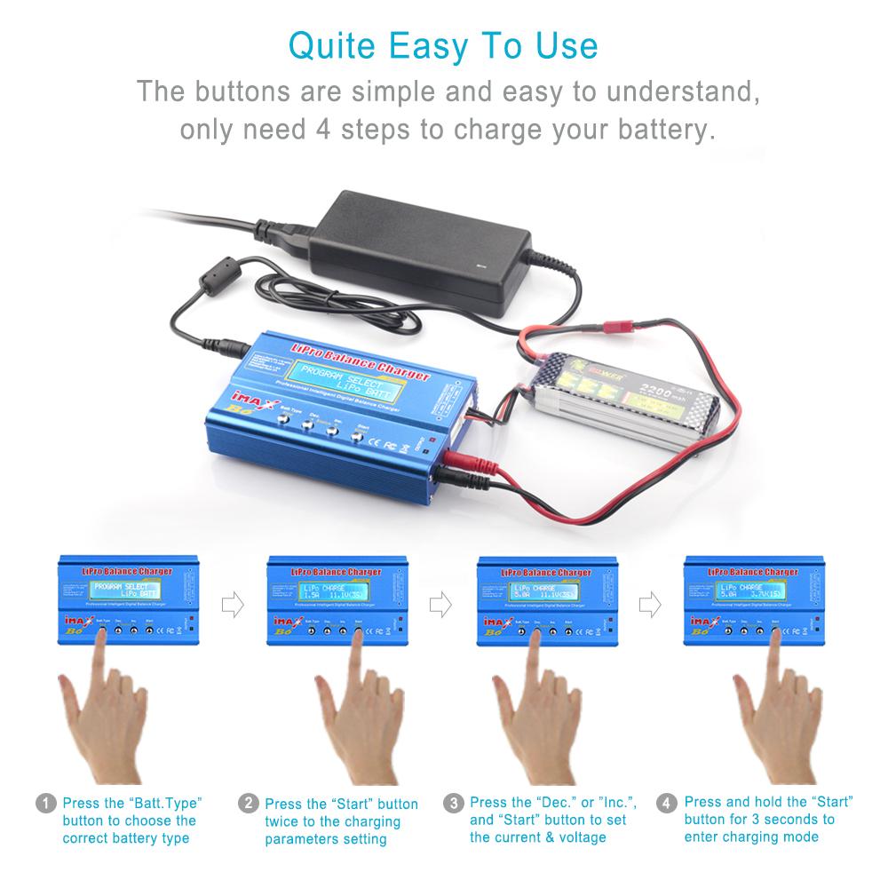 IMAX B6 80W Multi-function Charger For Lipo Li-ion LiFe NiMh Ni-Cd PB Battery RC Balance Discharger 15V 6A Adapter Optional