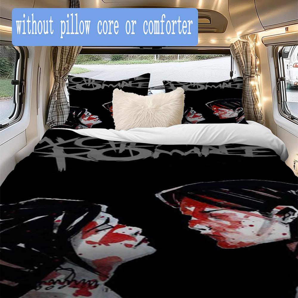 My Chemical Romance Anime Pattern Bedding,Quilt Set Quilt Cover Pillowcase Home Birthday Gift (1*duvet cover+2*pillowcase,without core)ZSJT0917389