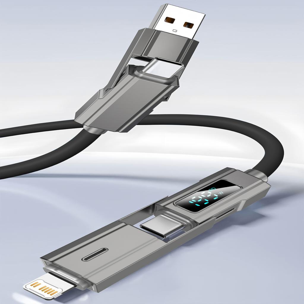 Digital Display 4 In 1 PD USB Type C Data Cable Fast Charging For iPhone 15 Samsung Xiaomi Redmi OPPO Cable Fast Charger