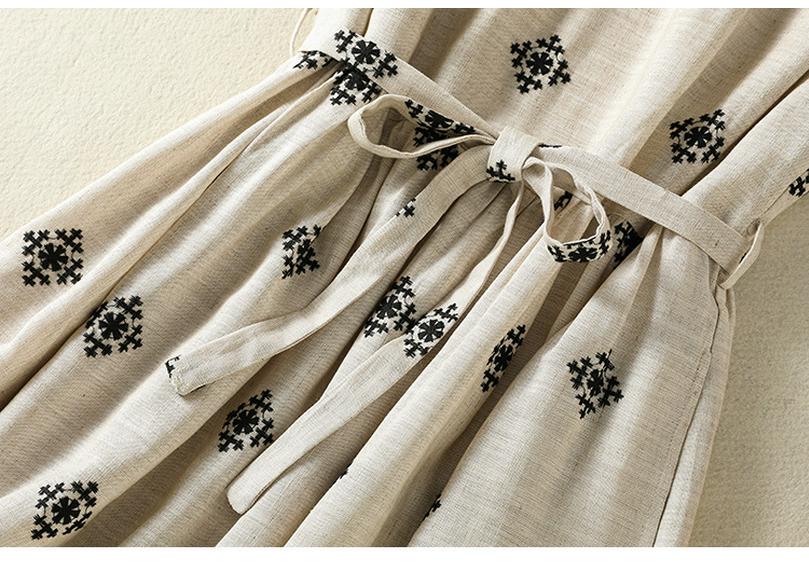 2026 Spring/Summer Sleeveless Cotton Linen Dress in Natural Hemp, Round Neck, Loose Fit, Literary Style