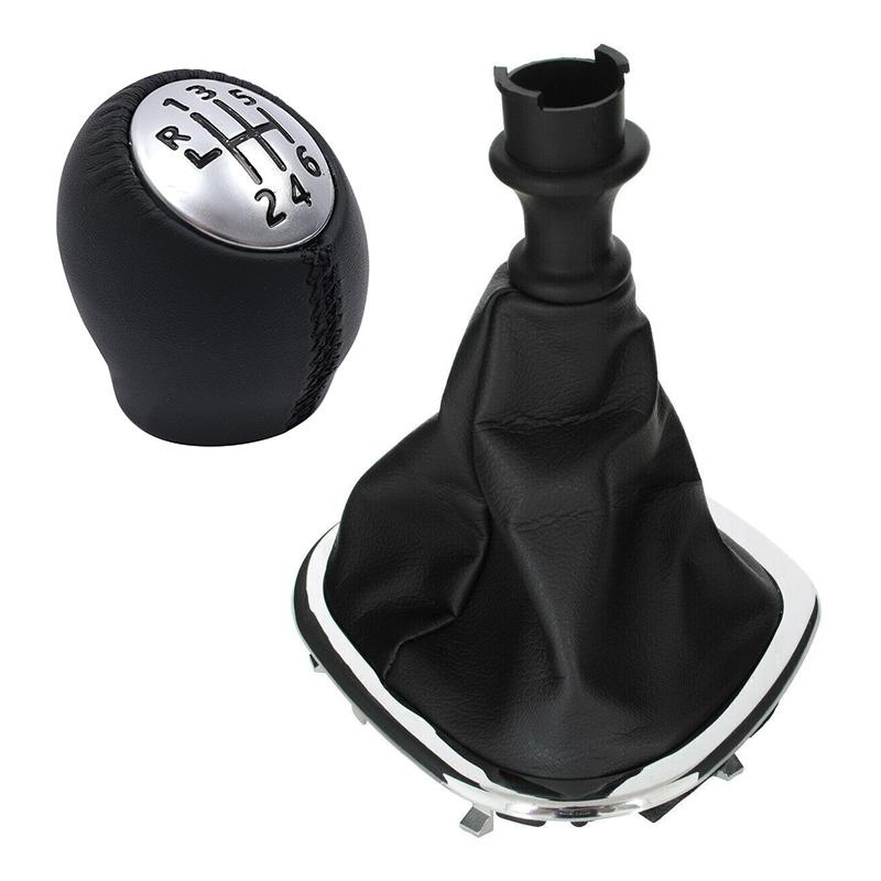 6 Speed Manual Car Gear Shift Knob with Leather Gaiter Boot Cover Frame Interior Replacement Parts for Renault Trafic III Vauxhall Vivaro B