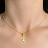 18K Gold Matte Sandblasted Zircon Jigsaw Necklace