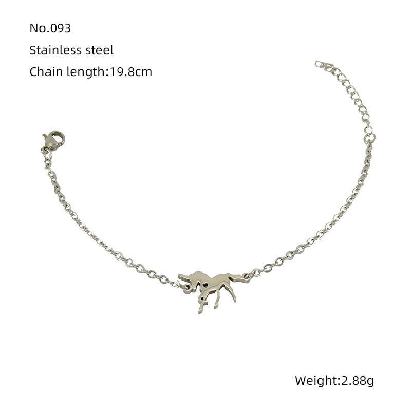 

Модный набор из нержавеющей стали с дизайном единорога: стальное ожерелье и браслет. Персонализированное, универсальное, классическое ожерелье для женщин