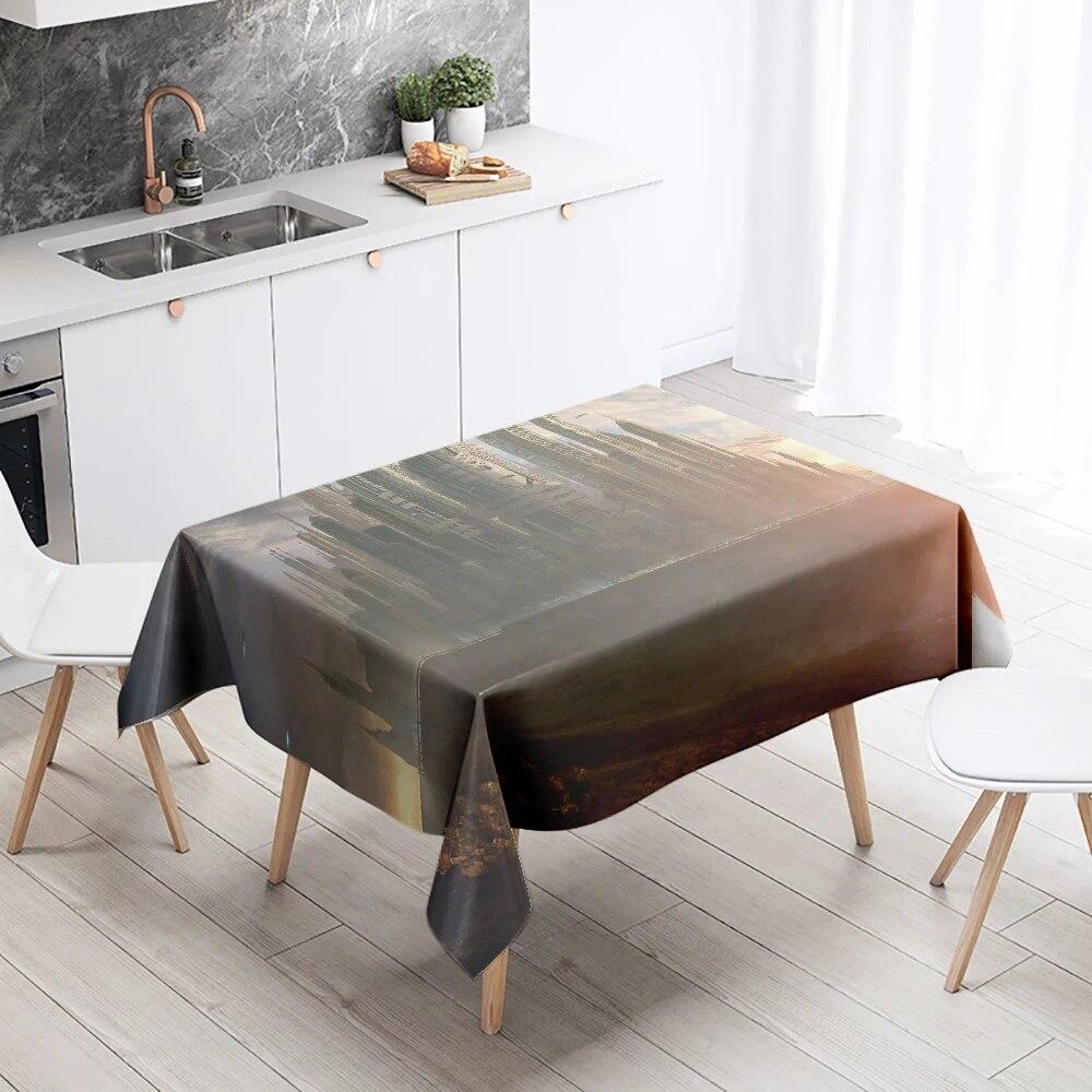 Sci-Fi Tablecloth Camping Party  Stain Resistant Waterproof Rectangular Kitchen Dining Table Home Decor