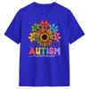 Sunflower Puzzle Respect Love Support Autism T Shirt For Couple Summer T Shirts O Neck Fashion Tees Plus Size Wholesale Clothing