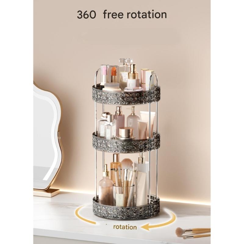 360 Degree Rotating Storage Tray Cosmetic Accessories Organiser Kitchen or Bathroom Organization Solution