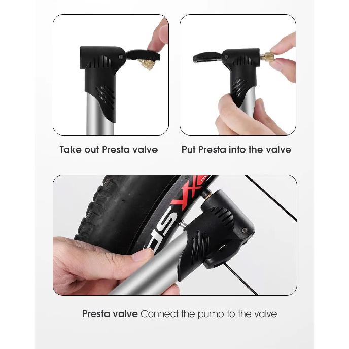 Bicycle Pump Portable Silver Pump Road Mountain Bike Pump Riding Tire Filling Pump Riding Equipment Outdoor Equipment