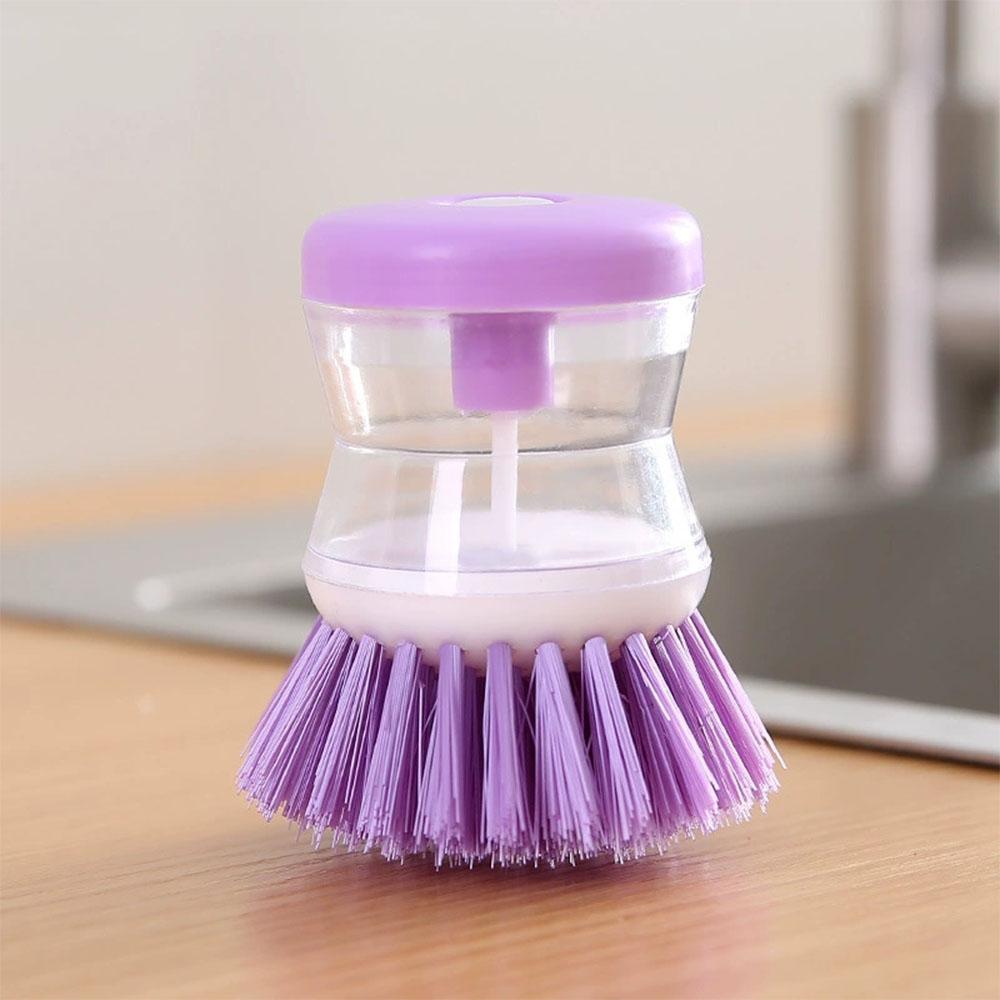 Brosse à vaisselle automatique créative avec tasse de stockage de liquide vaisselle, brosses de nettoyage en plastique pour chaudière de cuisine