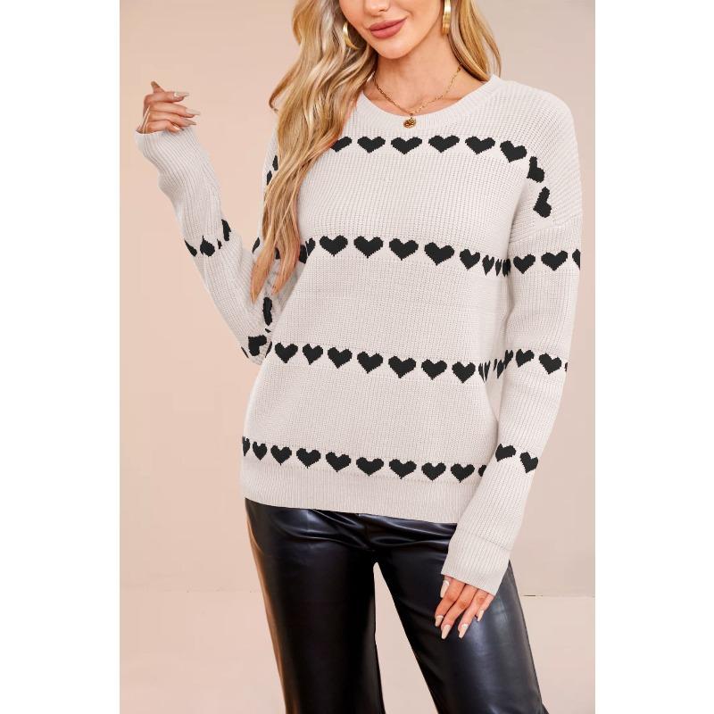 

YYFS Women s Fashion Casual Fall Winter Love Letter Print Long Sleeve O-Neck Tops Women s Clothing Woolen Knitwear Sweaters XL