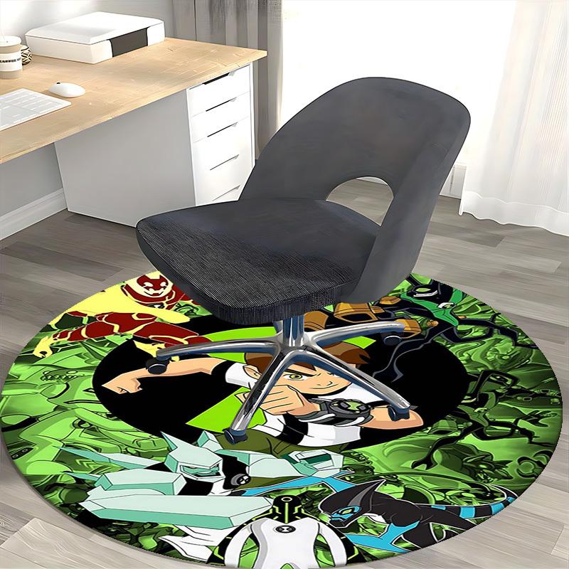 1pc Ben 10 Alien Force Round Carpet - Anime Design Office Chair Mat, Non-Slip Rug for Home Decor, Living Room, Bedroom, Game Room
