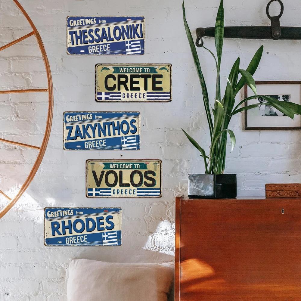 Vintage Griekenland Kenteken LandmarkBlikbord Stad Staat Metalen Plaque Garage Keuken Huis Bar Pub Club Hotel Cafe Wanddecoratie