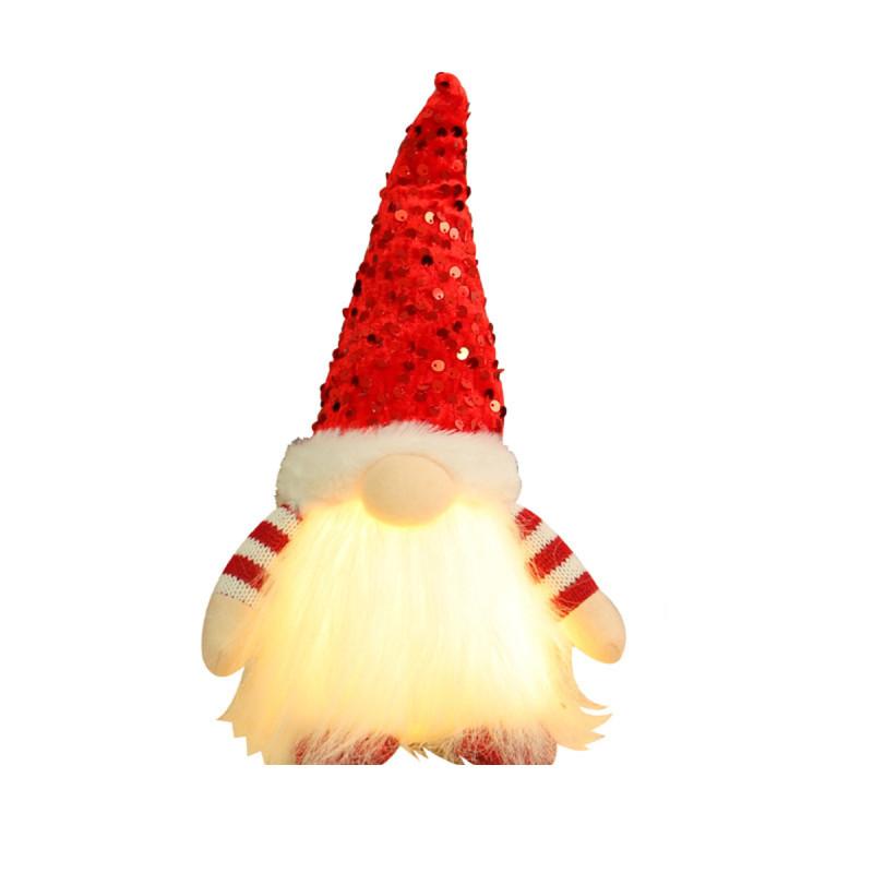 Glowing Gnome Christmas Xmas Light Up Doll Sequin Faceless Dwarf Led Decor