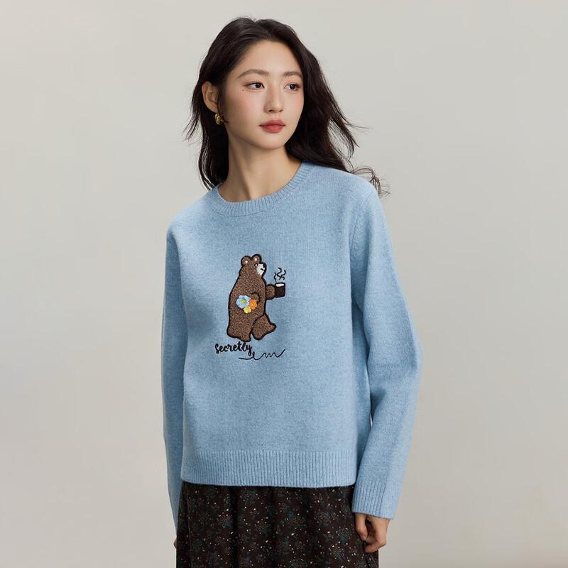 INMAN Women's Cartoon Bear Knit Pullover Sweater