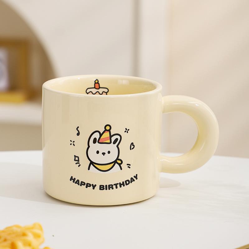 Creative Cute Rabbit Ceramic Cup Mug Coffee Cup Household Breakfast Cup Couple Pair Cup Tea Cup Drinking Cup