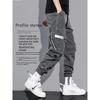 Autumn Men's Trendy American High Street Overalls with Bright Line Letter Print