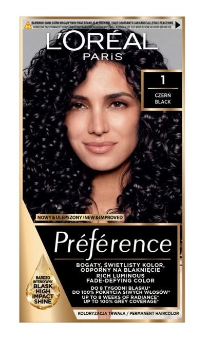Loreal Preference Hair Dye - 1 Black (2x60ml, 54ml)