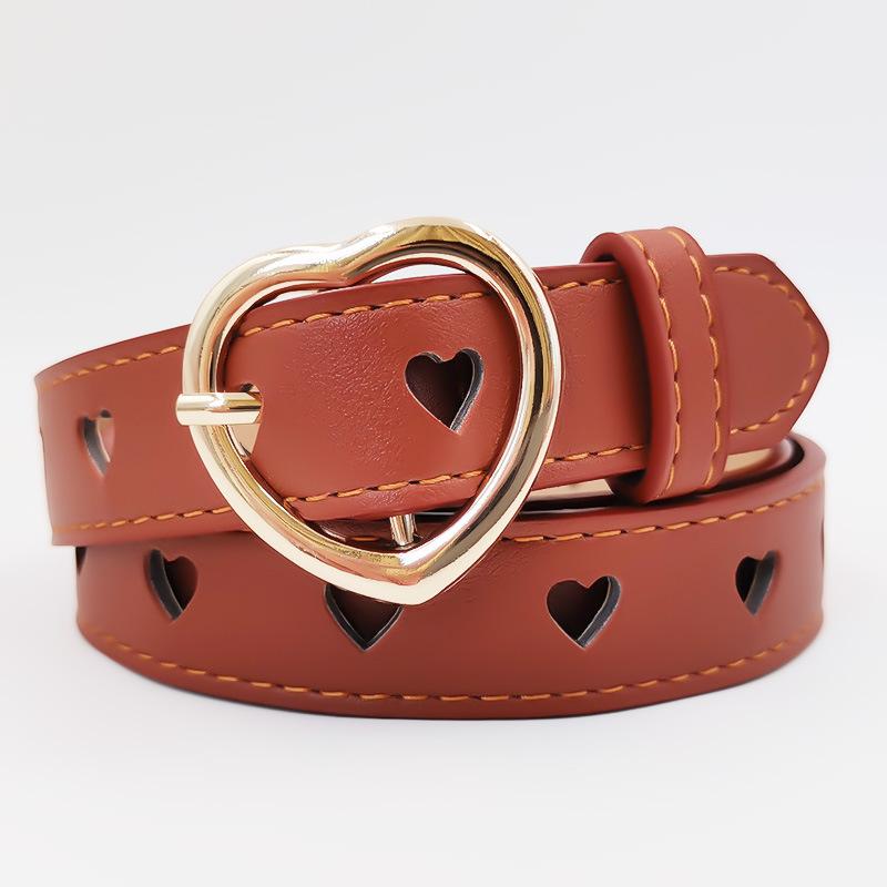 New Love Hollow Women's Versatile Belt Imitation Leather PU Small Fresh Decorative Pin Buckle Belt