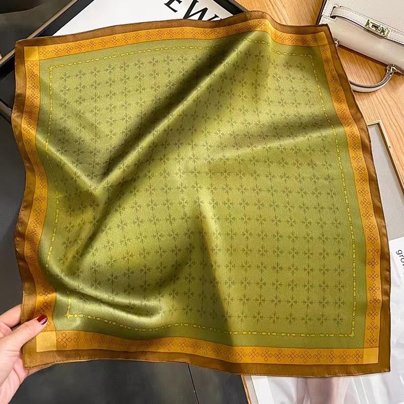 Luxury Satin Print Silk Scarf Square Women Streamer Neck Scarves Wrap Head Kerchief Beach Hair Band For Woman Bandana Summer