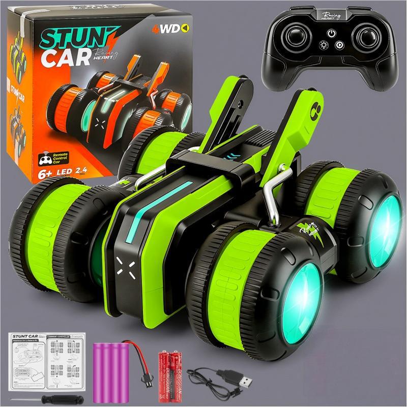 Remote-Control Stunt Car: One-Button Transforming, Side-Walking, Rotating, Tumbling, with Lights for Kids