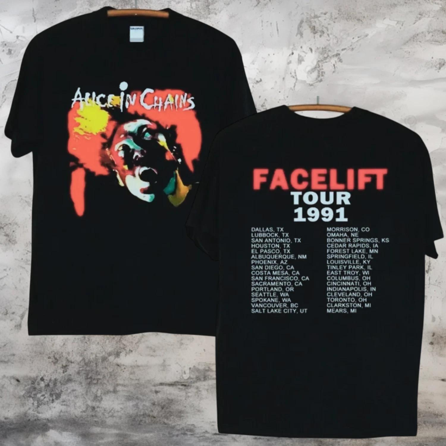 Alice In Chains Rock Band Facelift Tour 1993 Remake T shirt Double Sides Tee XL