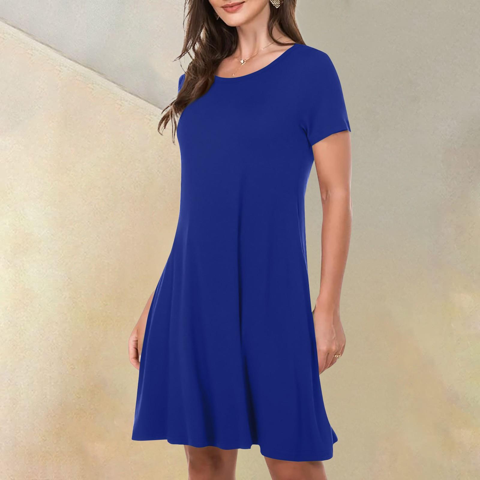 

Women s Casual Dresses Summer Short Sleeve Round Neck Women s Hem Dresses L