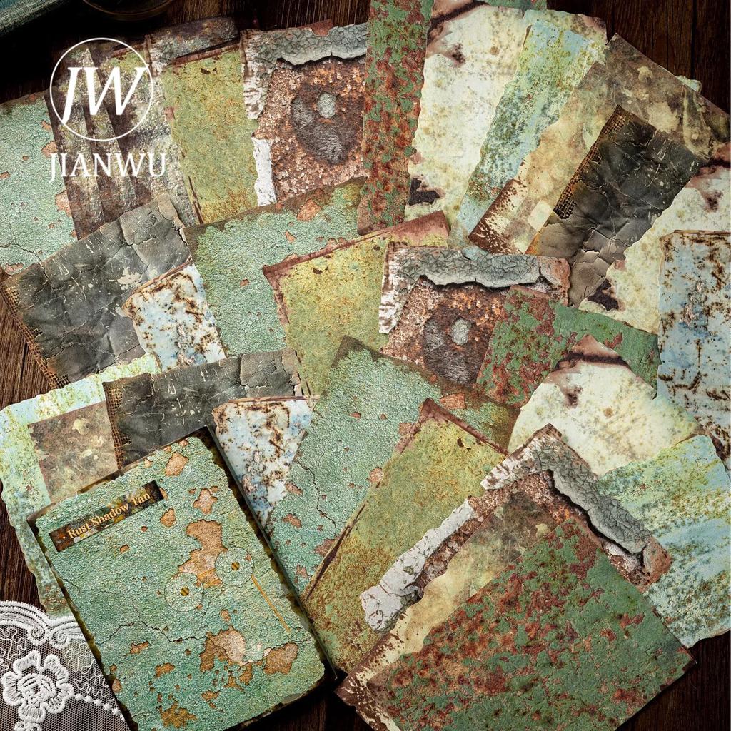 JIANWU Mottled Rust Shadow Series Vintage Landscape Collage Decor Material Paper Creative DIY Junk Journal Scrapbook Stationery