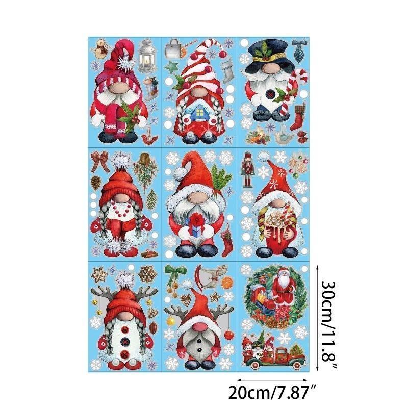 9 Hojas Adhesivos Navideños para Ventana Elfos Decoraciones Navideñas para Pegatinas de Ventana