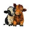 2D Acrylic Highland Cattle Hanging Ornament, Stained Glass Effect Farmhouse Wall Decor with Metal Chain, UV Printed Sun Catcher for Window Light
