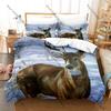 Deer Artistic Prints Wildlife Three Piece Bedding Set Luxury Comforter Set with Queen King Size Cool Animal Pillowcase