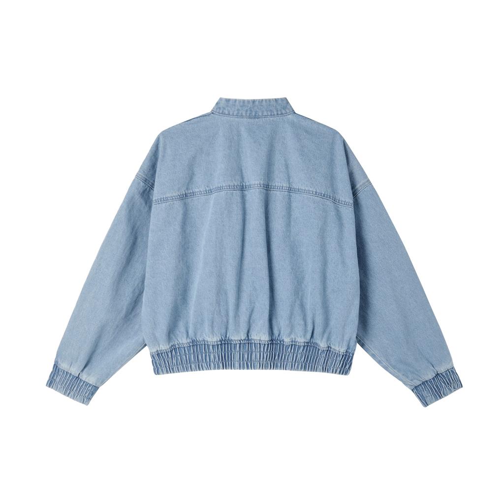 Adidas Originals Slangens år Limited Edition Logo Casual Komfortabel Løstsittende Langermet Denimjakke Damejakke Lys-Denimblå JZ9924