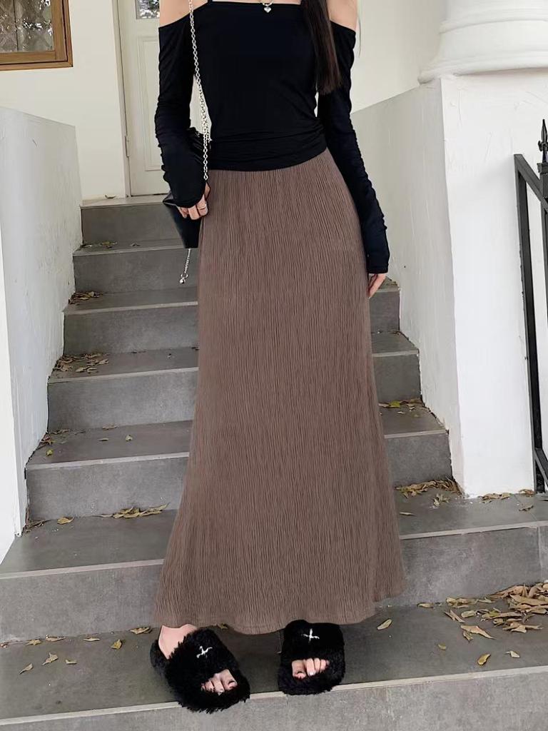 Gefalteter A-Linien-Fishtail-Midirock mit hohem Bund für Damen - Frühjahr/Sommer 2025 Kollektion