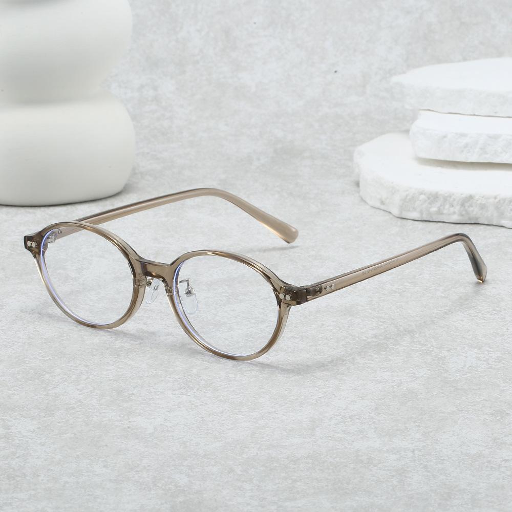 New retro tortoiseshell glasses frame, oval small frame anti-blue light, soft rubber nose pad plain decorative glasses