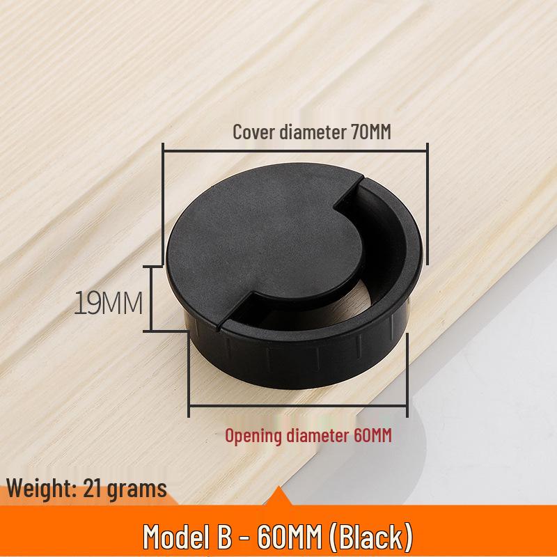 Round Plastic Cable Grommet Hole Cover for Office Desk - Sizes 50/60/65/80 Mm