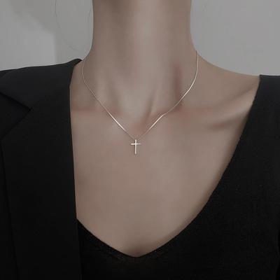 Colier Pandantiv Cruce Argint 925 Pentru Femei Bijuterii Gotice Trendy Cadou Lanț Stil Vintage