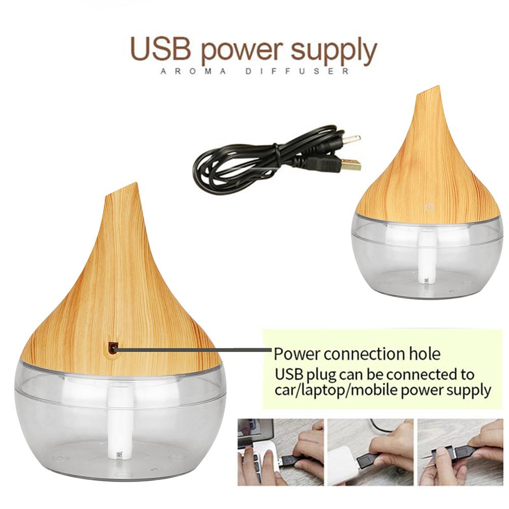 Air Humidifier Mini Ultrasonic USB Essential Oil Diffuser Purifier Aroma Anion 300ML Mist Maker for Home Car with LED Night Lamp