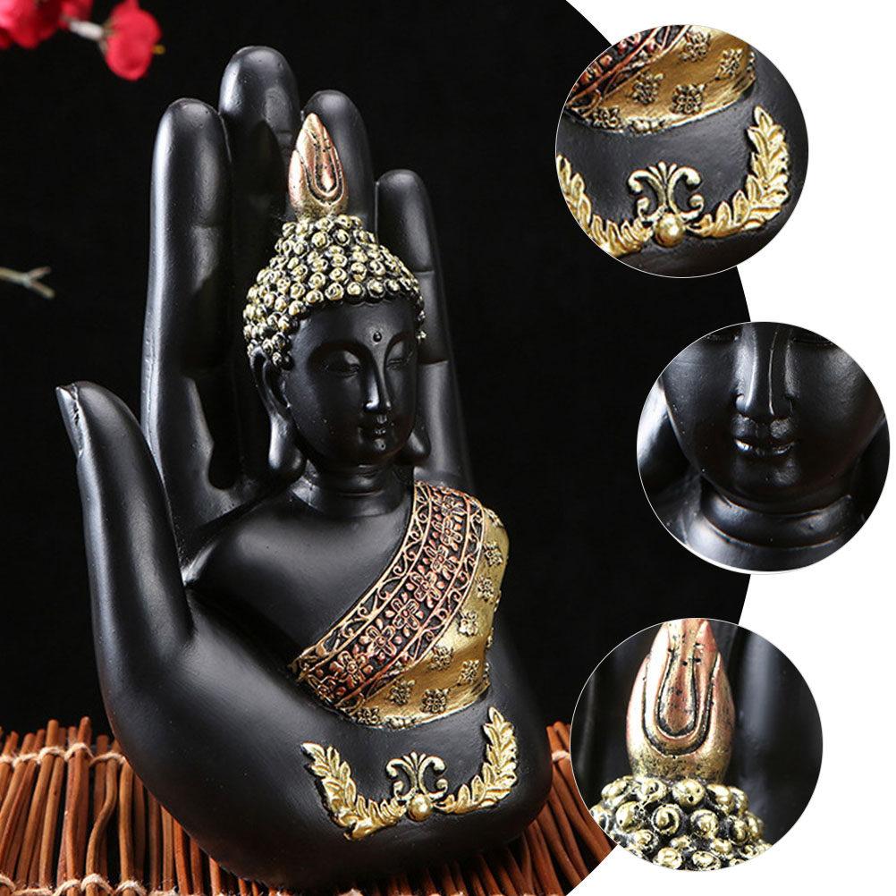 Resin Palm Buddha Statue Hand-Sized Meditating Buddha Sculpture for Home Garden Living Room Decor Peace Harmony China Mainland