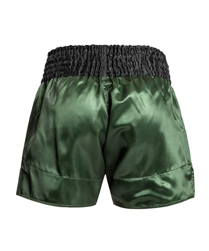 VENUM Muay Thai Trunks CLASSIC // Venum Kick Pants, Boxing Trunks, Sportswear, Training, Martial Arts (Green x Black x Gold, Large)