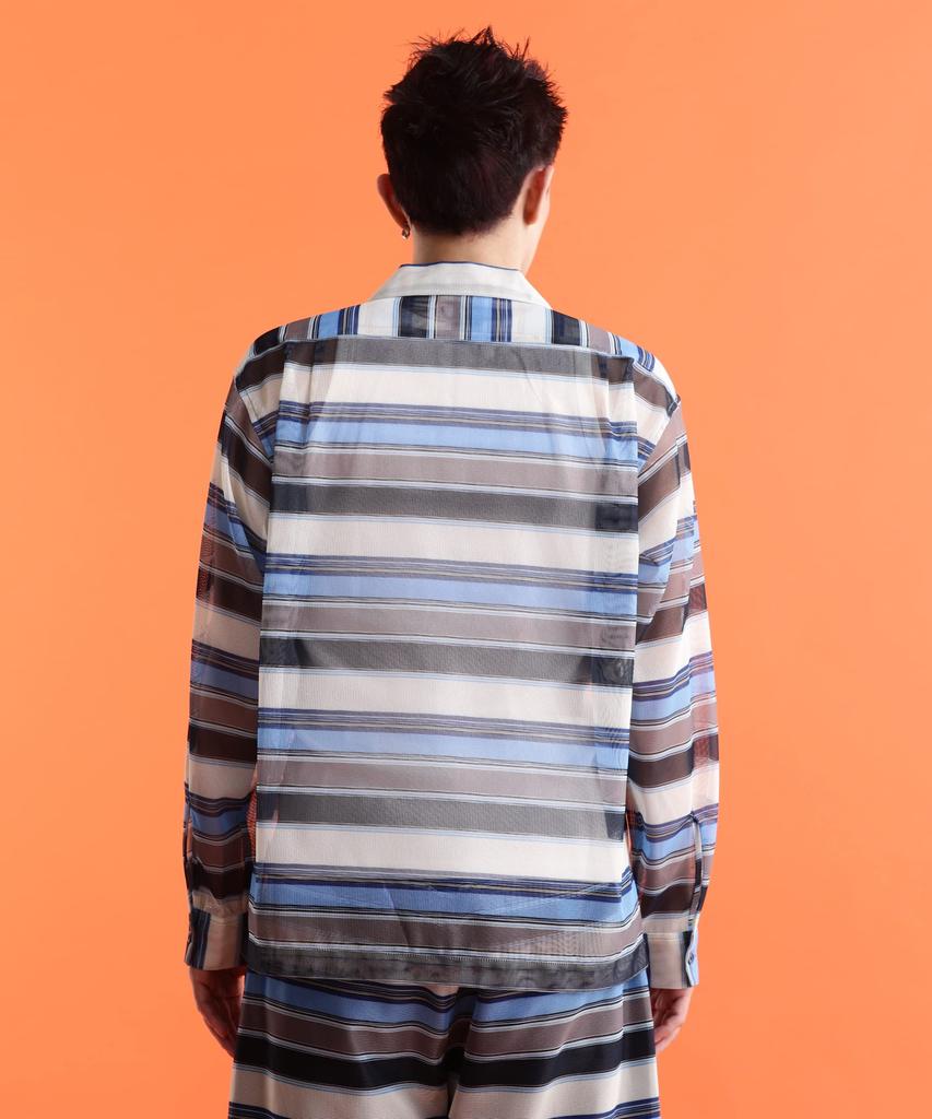 Schott NYC Patterned Mesh LS Shirt, Men's, Size M, 122, Navy Striped, 782-3120002