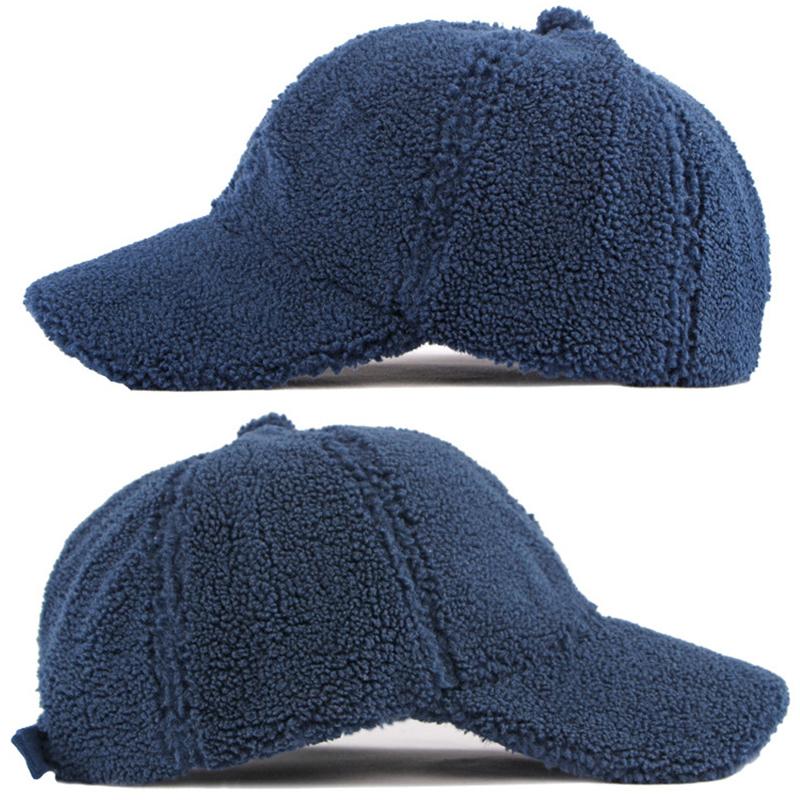 Korean Autumn Winter Baseball Cap Women Solid Color Artificial Lambswool Hat Simple Plush Trucker Hats Adjustable Plush Visor