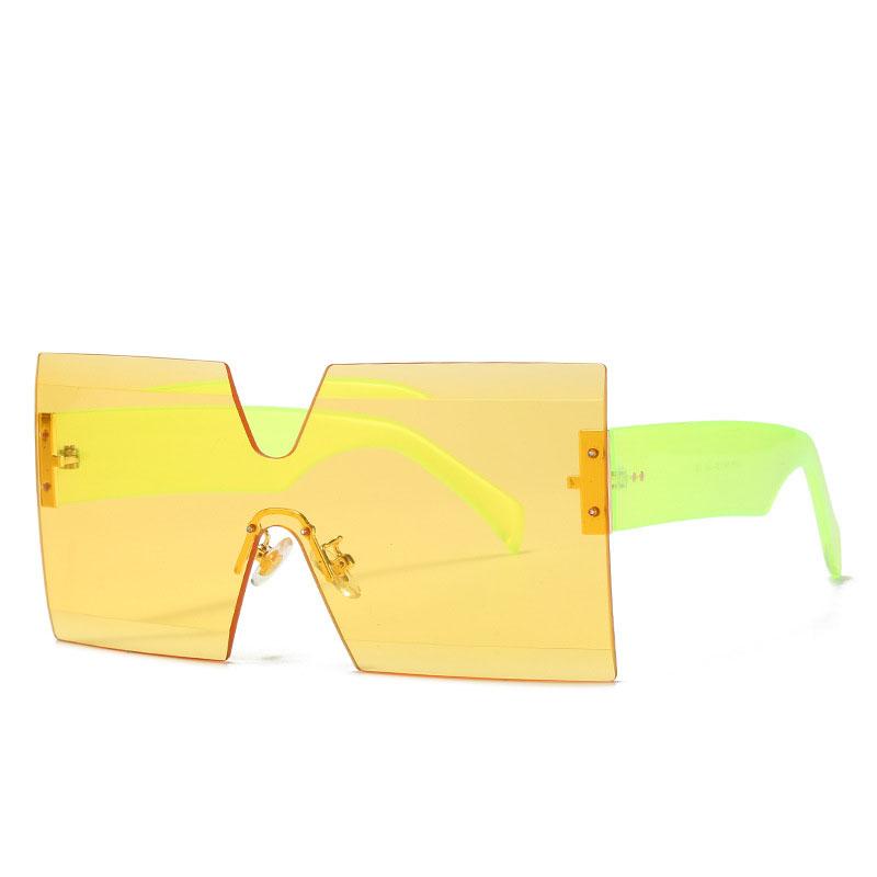 Rimless Oversized Sunglasses Women For Men Luxury Brand Designer Vintage Sunglasses Popular Rivet Shades Uv400