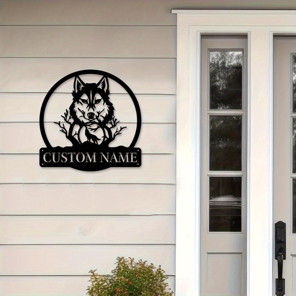 1pc Custom Engraved Metal Dog Skull Wall Decor, Personalized Badge, Rustic Home Office Art, Custom Sign, Wall Sculpture