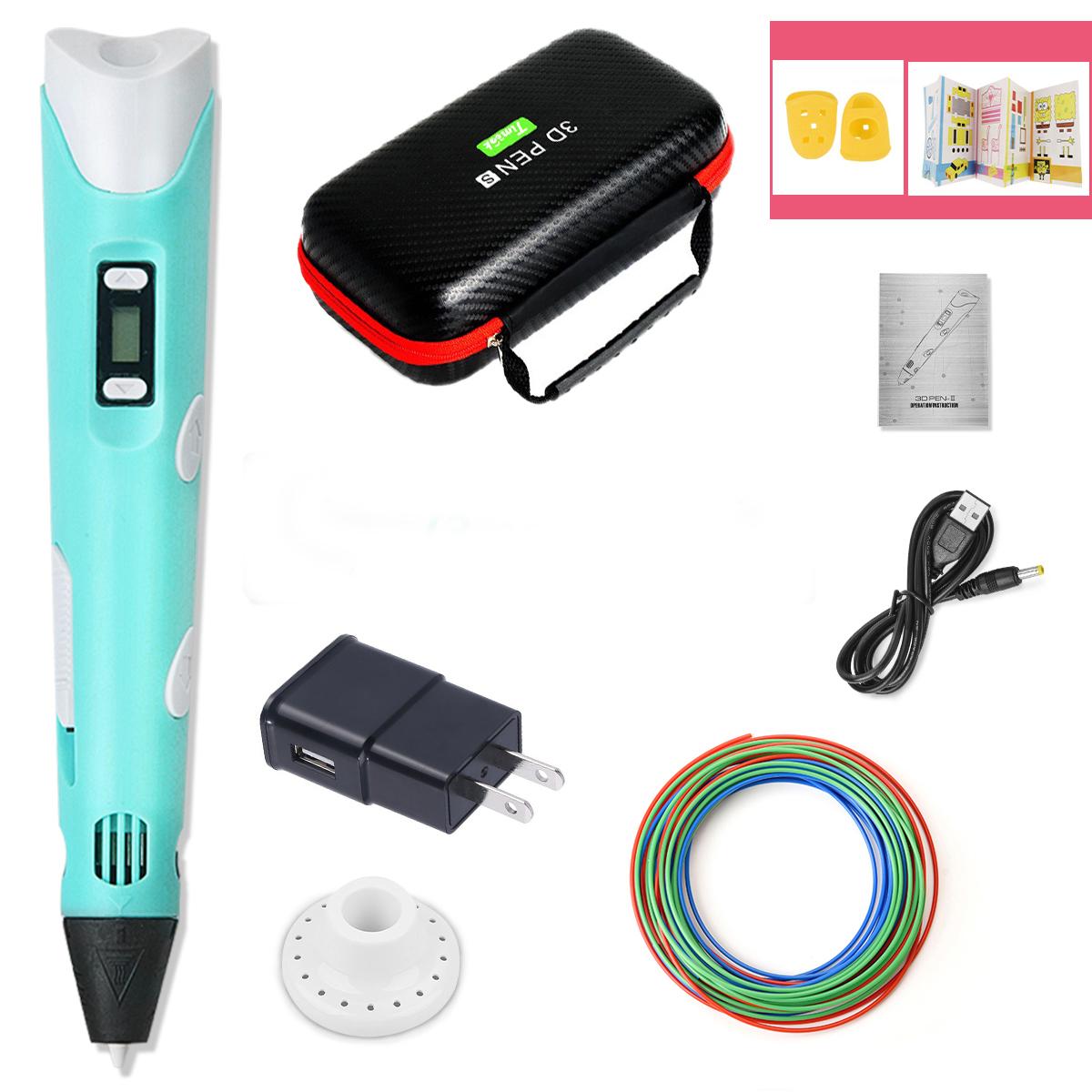 

3D-ручка для детей, 3D-ручки для печати «сделай сам», карандаши для рисования с чехлом на нити PLA, новинка, подарок для детей, подарок на день рождения Blue 5Meter and 20 color US standard (PLA)