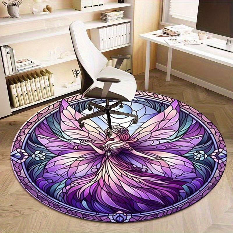 1pc Fantasy Fairy Stained Glass Circular Rug - Home Decor, Office Round Mat, Outdoor Gift ItemRA1519