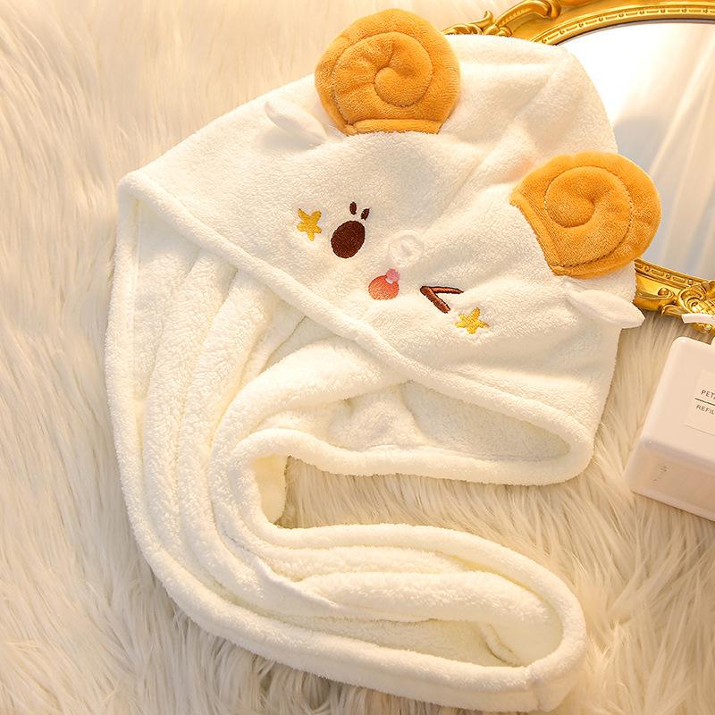 Cartoon Coral Velvet Star Hair Drying Cap Triangular Shower Cap Absorbent Hair Drying Towel