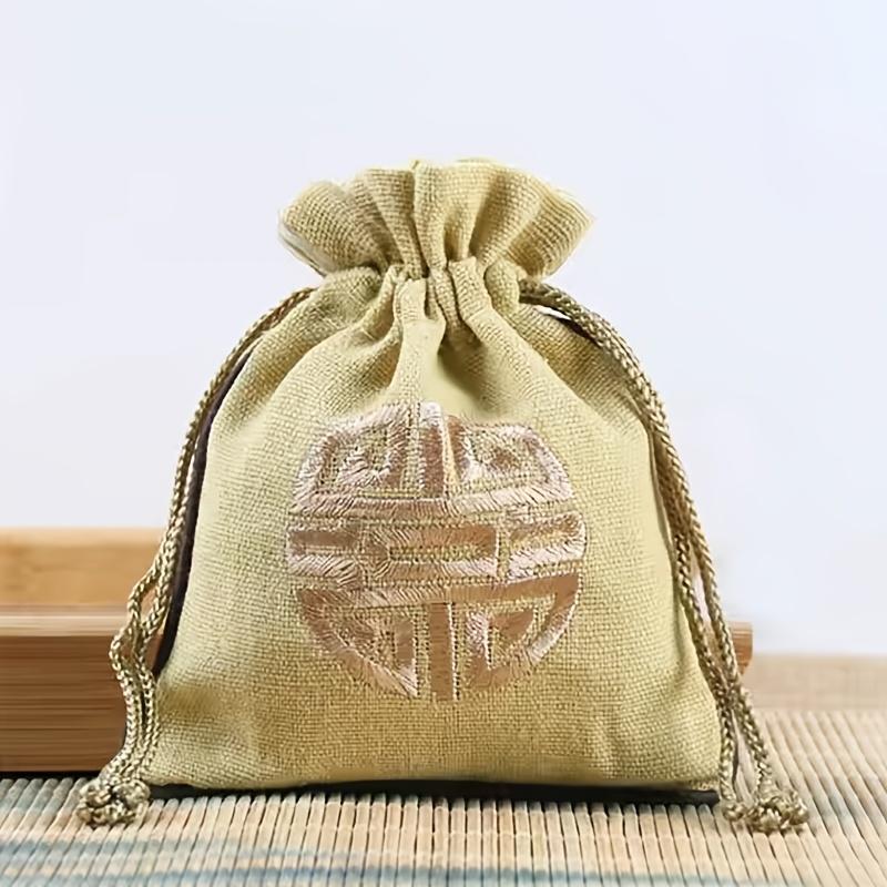 Vintage Style Embroidered Cotton Blend Jewelry Bag Bracelet, Bead and Small Item Storage Bag, Traditional Chinese Design