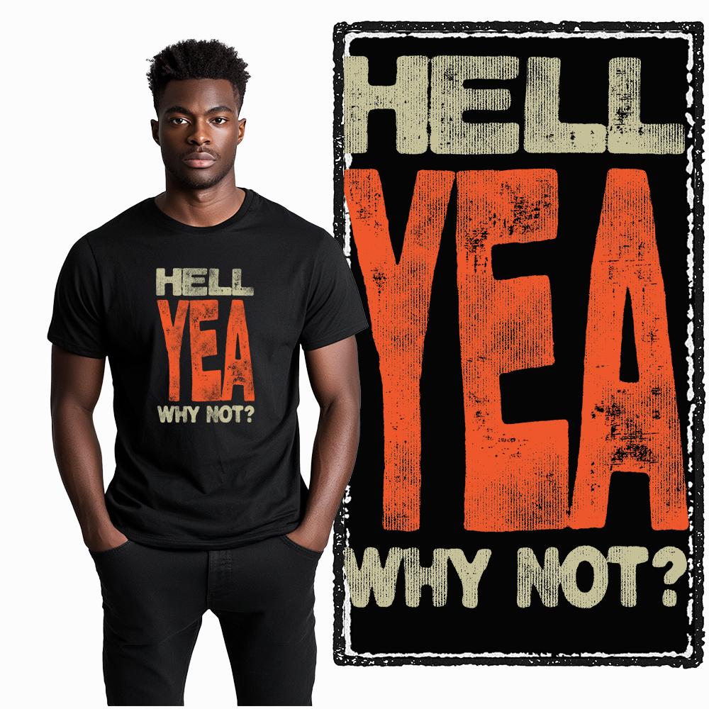 Coolmind X0074 Attitude Hell Yeah Esprit Hellfire t-shirt graphique coton exclusif t-shirt homme streetwear t-shirt pour homme t-shirt